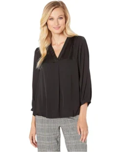 Vince Camuto 3/4 Sleeve V-Neck Rumple Blouse