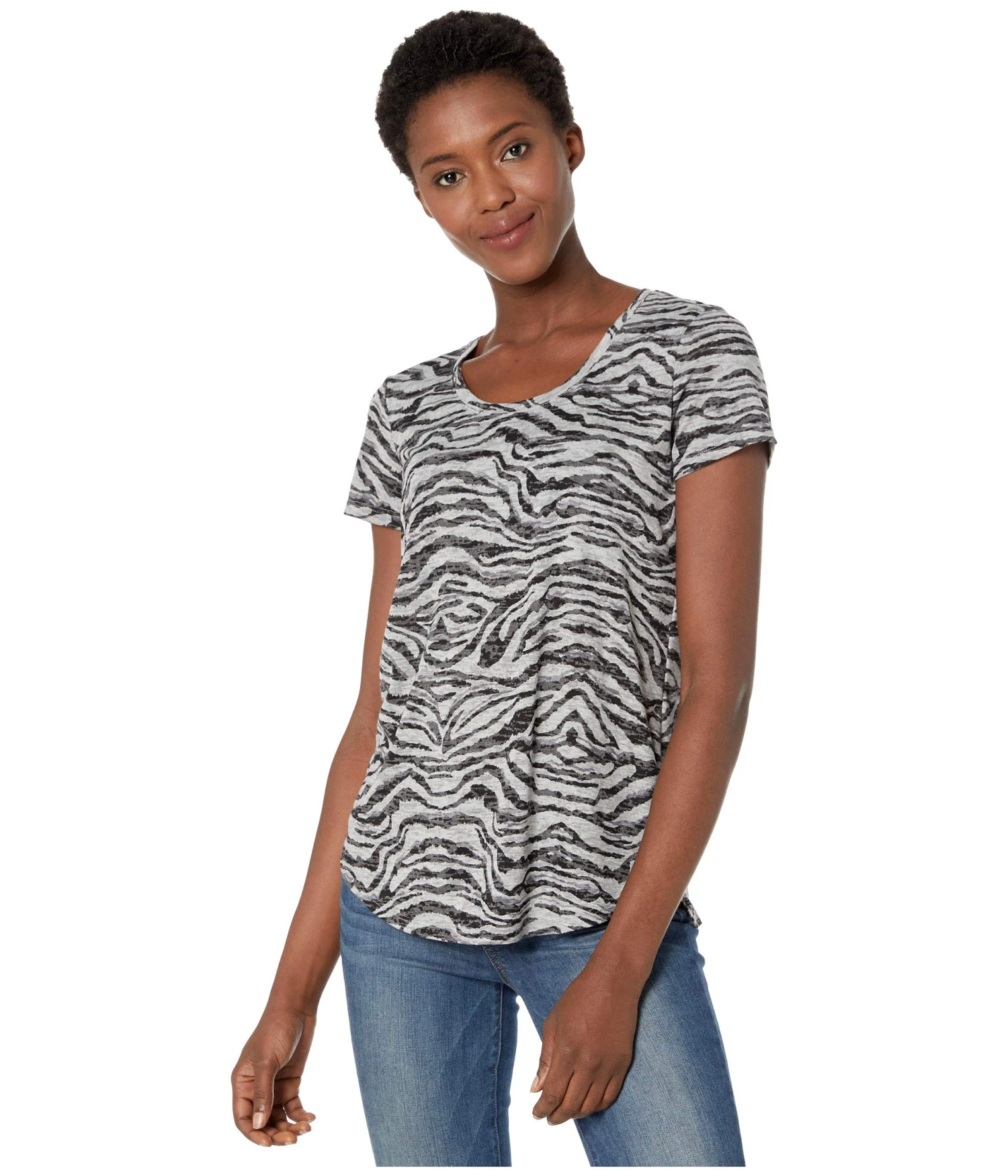 Vince Camuto Short Sleeve Zebra Highlight Burnout Scoop Neck Tee Vince Camuto Short Sleeve Zebra Highlight Burnout Scoop Neck Tee -Vince Camuto 81BYd41rykL