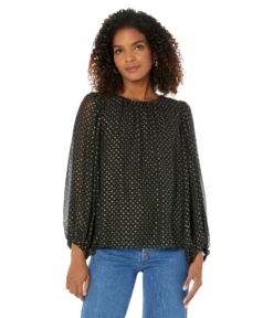 Vince Camuto Crew Neck Balloon Sleeve Blouse