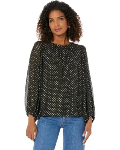 Vince Camuto Crew Neck Balloon Sleeve Blouse