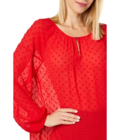 Vince Camuto Long Sleeve Keyhole Front Crinkle Clip Dot Blouse 2 Vince Camuto Long Sleeve Keyhole Front Crinkle Clip Dot Blouse -Vince Camuto 81HZqyFQL