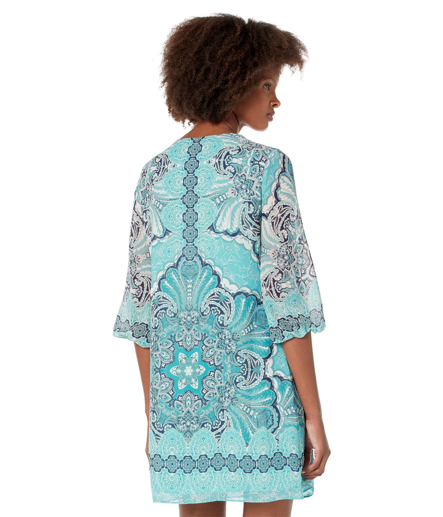 Vince Camuto Printed Chiffon Tie Neck Balloon Sleeve Float Vince Camuto Printed Chiffon Tie Neck Balloon Sleeve Float -Vince Camuto 81J0ynh64cL