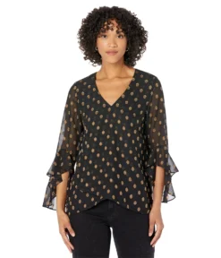 Vince Camuto V-Neck Flutter Sleeve Blouse