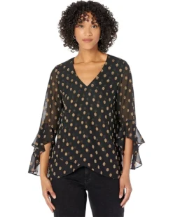 Vince Camuto V-Neck Flutter Sleeve Blouse