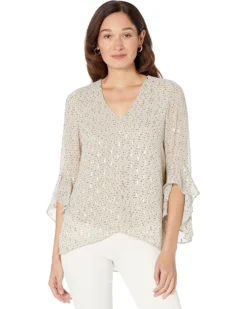 Vince Camuto V-Neck Blouse With Flutter Sleeve