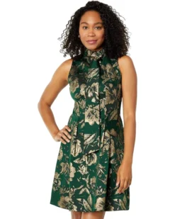 Vince Camuto Jacquard Bow Neck Fit-and-Flare