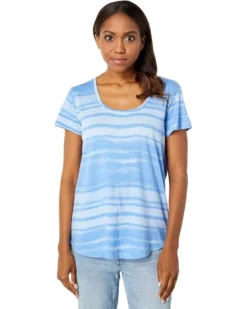 Vince Camuto Short Sleeve Scoop Neck Diffused Stripe Tee