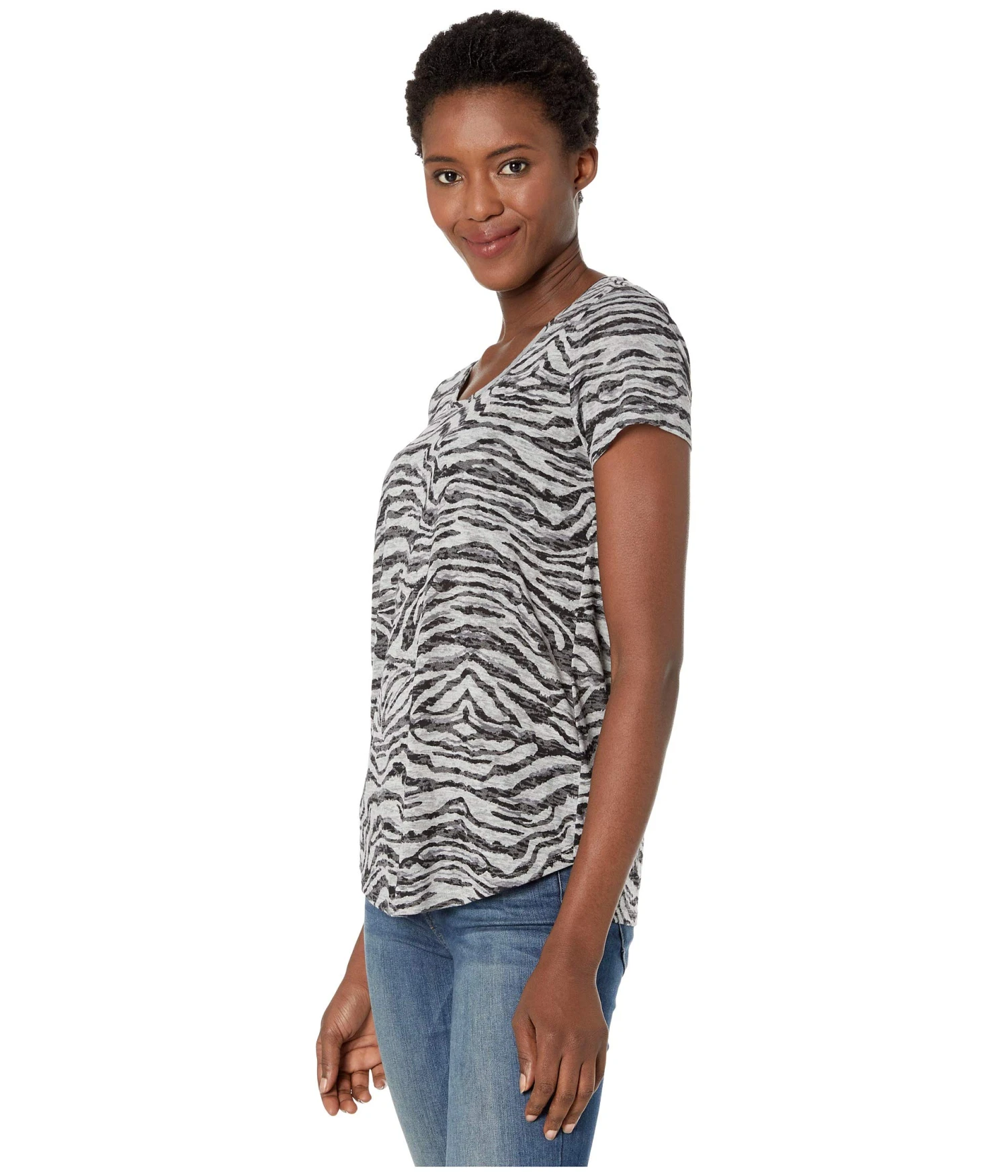 Vince Camuto Short Sleeve Zebra Highlight Burnout Scoop Neck Tee Vince Camuto Short Sleeve Zebra Highlight Burnout Scoop Neck Tee -Vince Camuto 81viTXCMJ6L