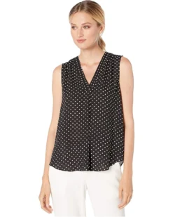 Vince Camuto Sleeveless Poetic Dots V-Neck Blouse