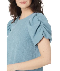 Vince Camuto Crew Neck Gathered Puff Sleeve Blouse 2 Vince Camuto Crew Neck Gathered Puff Sleeve Blouse -Vince Camuto 91MZLSRNodL