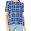 Vince Camuto Camuto Women's Short Sleeve Shoulder Plaid Blouse