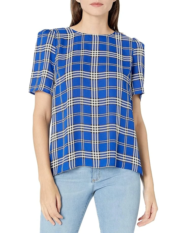 Vince Camuto Camuto Women's Short Sleeve Shoulder Plaid Blouse Vince Camuto Camuto Women's Short Sleeve Shoulder Plaid Blouse -Vince Camuto 91ceuhsAqHL. AC SR736920